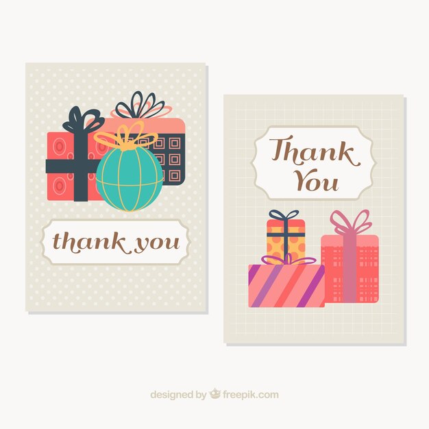 cute thank you cards with gifts in vintage style