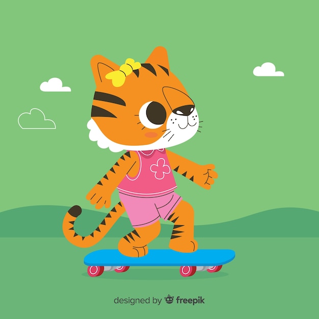 Бесплатное векторное изображение Симпатичный фон тигра