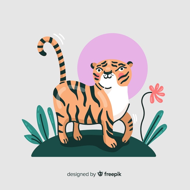 Cute tiger background Free Vector