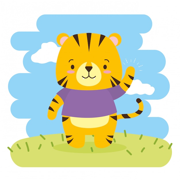 Free vector cute tiger cartoon, illustration