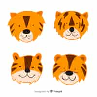 Free vector cute tiger face collection