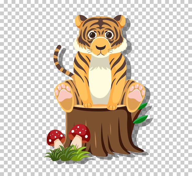 Free vector cute tiger in flat cartoon style