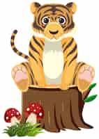 Free vector cute tiger in flat style