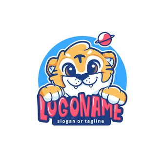 Cute tiger mascot character logo template