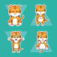 Free vector cute tigers icon set