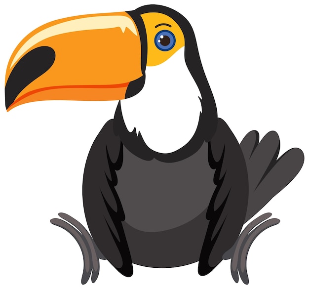 Cute toucan in flat style isolated