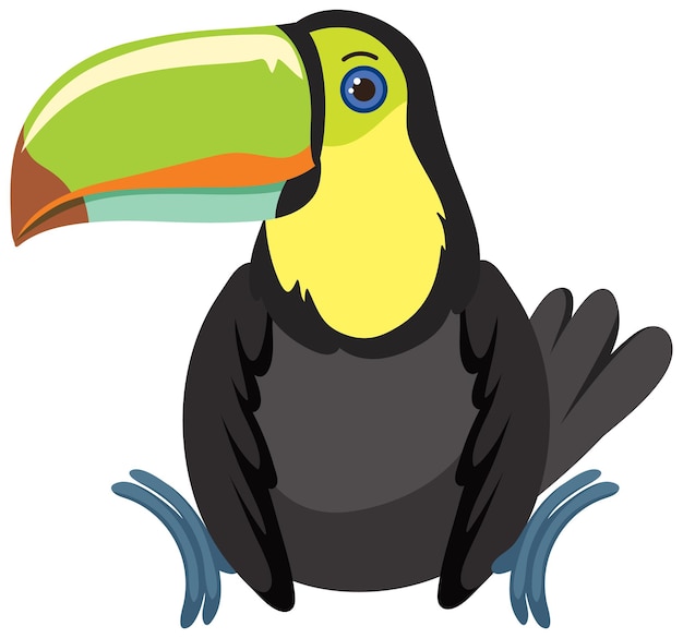 Cute toucan in flat style isolated