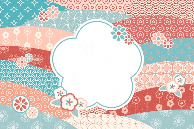 Cute traditional  flowers pattern with blank copy space for greeting words