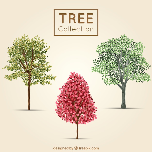 Cute trees in realistic style