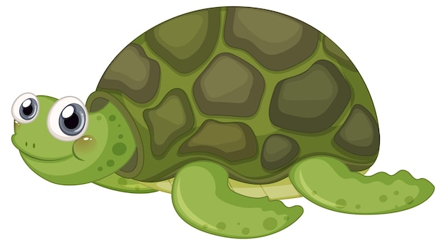 Vettore gratuito simpatico personaggio dei cartoni animati di tartaruga su sfondo bianco
