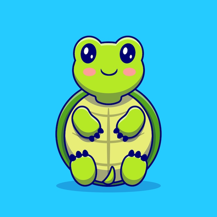 Free Vector cute turtle sit cartoon . animal love icon concept isolated . flat cartoon style