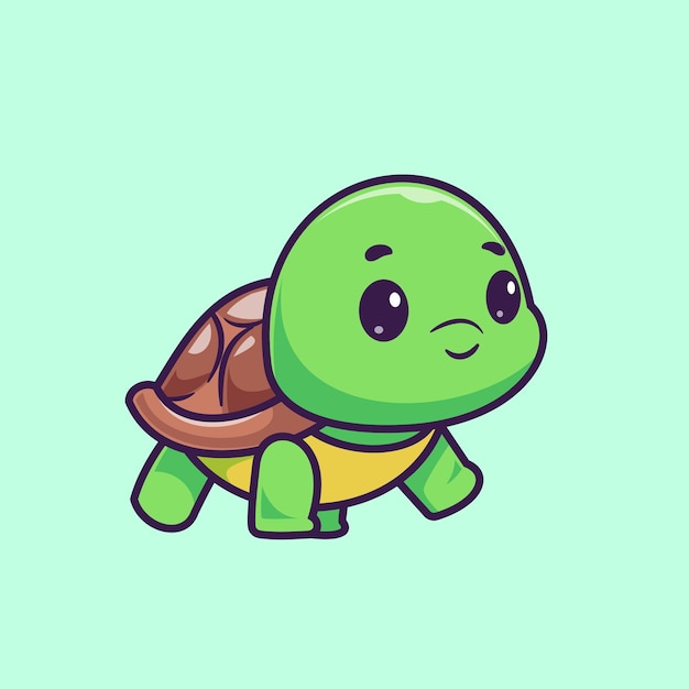 Free Vector cute turtle walking cartoon vector icon illustration animal nature icon isolated flat vector