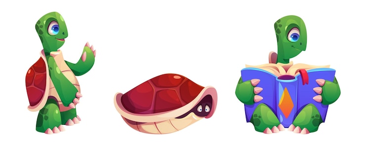 Free Vector cute turtles set isolated on white background