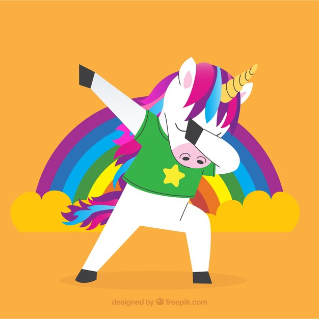 Cute unicorn doing dabbing movement