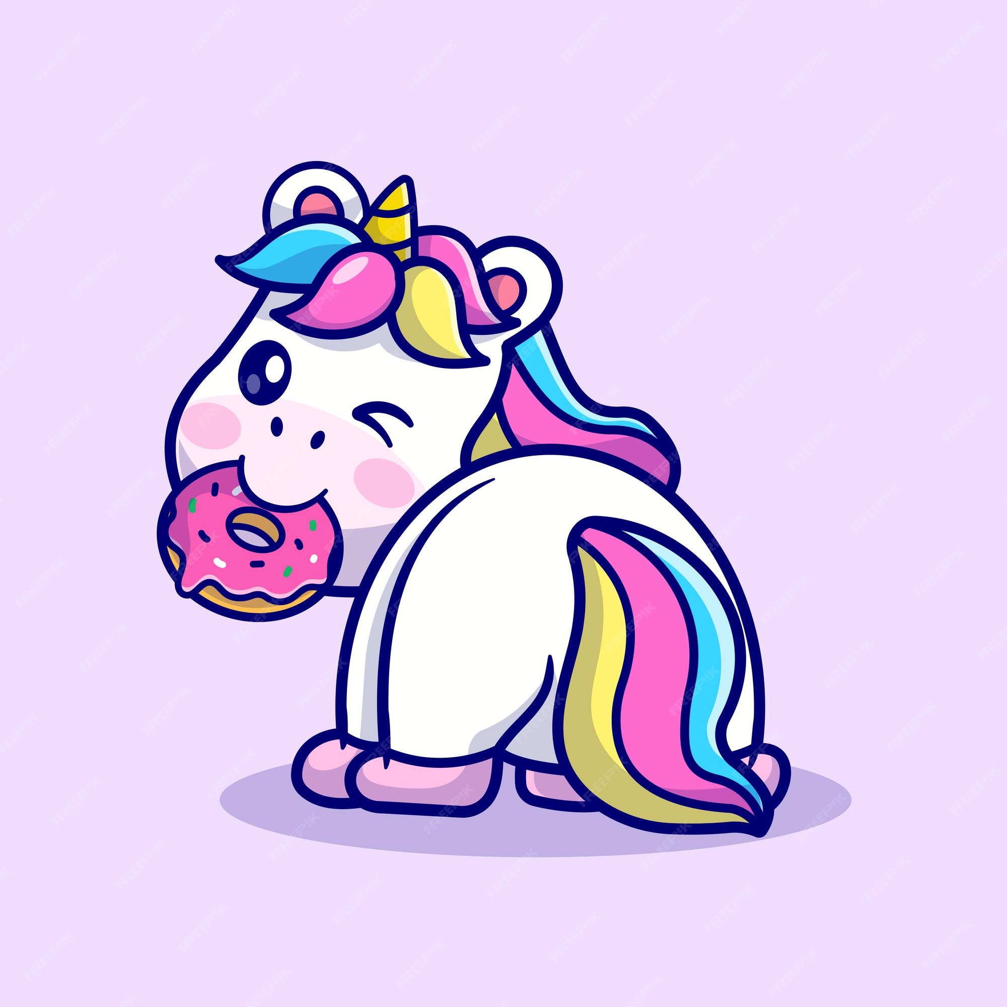 Biểu tượng vector chibi unicorn ăn donut đáng yêu - một trong những tác phẩm đáng yêu nhất năm 2024! Hình ảnh này khiến bạn không thể rời mắt khi ngắm nhìn. Thiết kế kết hợp sự dễ thương của chibi unicorn và vẻ đẹp ngọt ngào của donut.