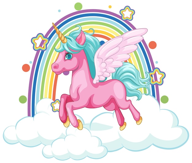 Free vector cute unicorn flying with wings