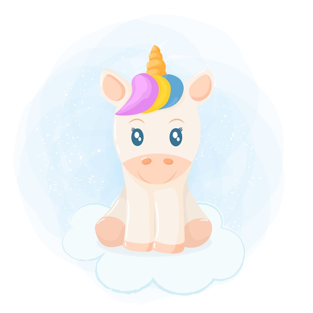 かわいいユニコーンイラスト プレミアムベクター