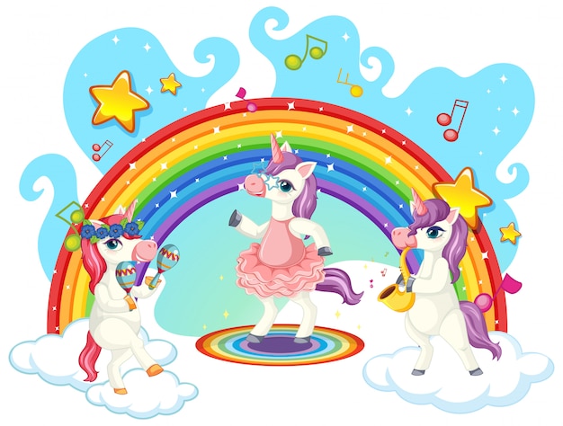 Free vector cute unicorn musical band