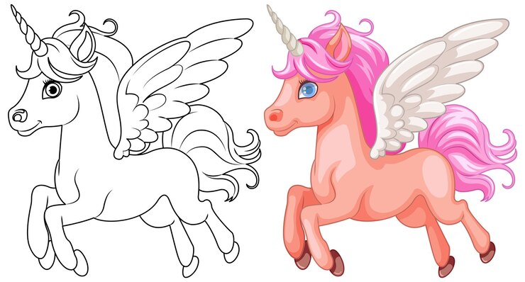 Free Vector cute unicorn outline for coloring