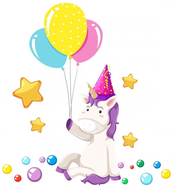 Cute unicorn party scene