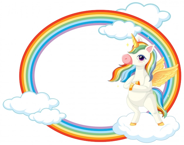 Unicorno carino sul banner del cielo