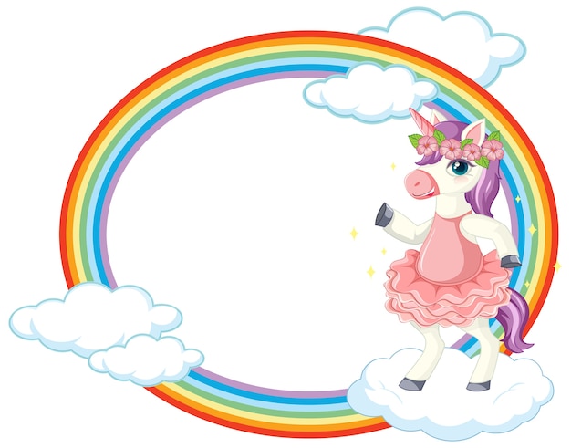 Vettore gratuito unicorno carino sul banner del cielo