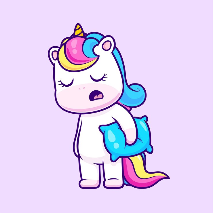 Free Vector cute unicorn sleepy holding pillow cartoon vector icon illustration animal nature icon isolated