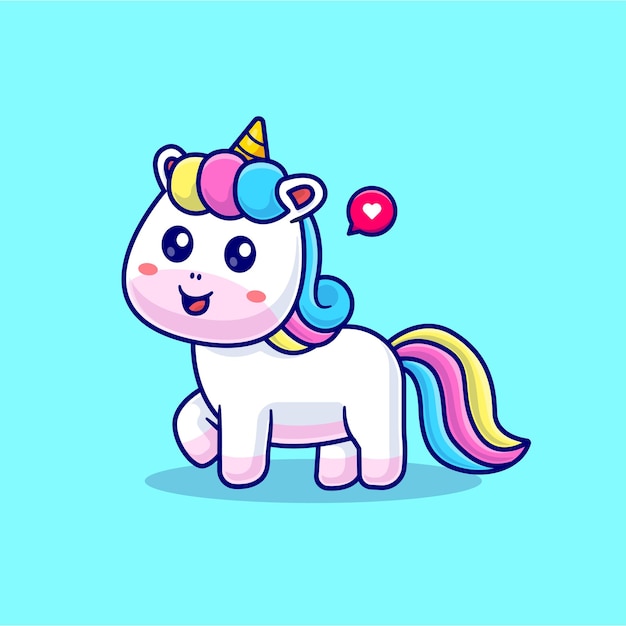 Free vector cute unicorn standing cartoon vector icon illustration animal nature icon concept isolated flat