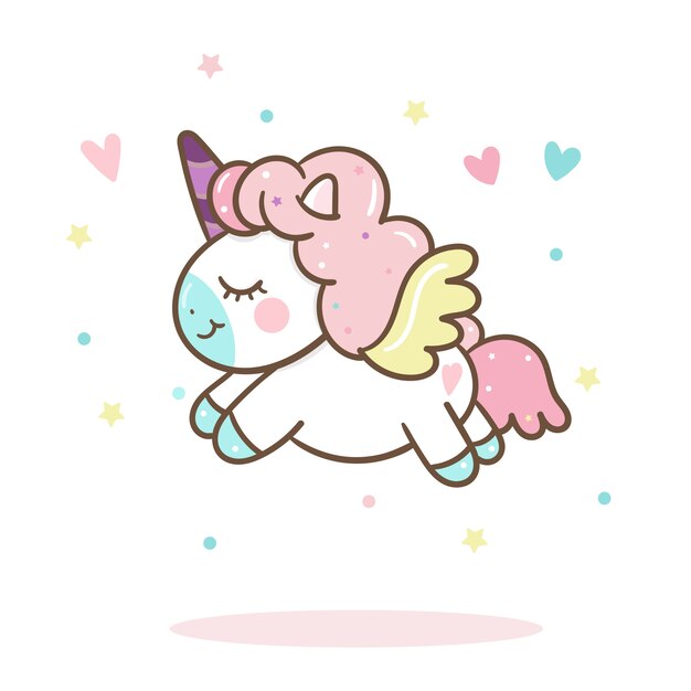 パステルカラーのかわいいユニコーンベクトル プレミアムベクター