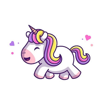 Cute unicorn walking   icon illustration. unicorn mascot cartoon character. animal icon concept white isolated