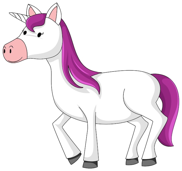 Free vector cute unicorn with purple mane cartoon character