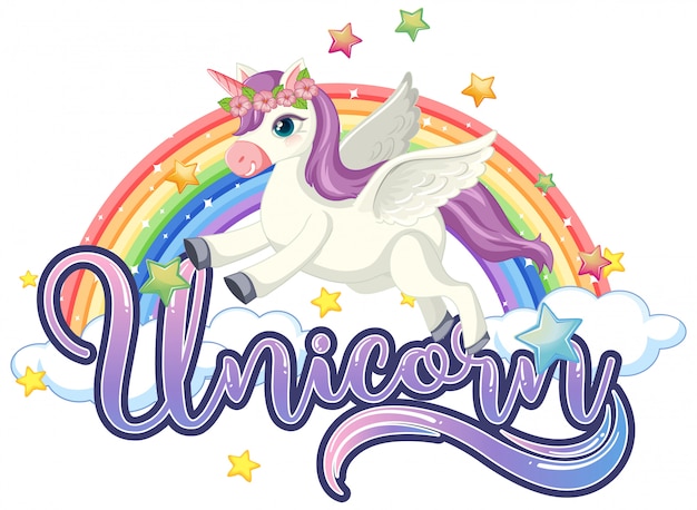 Free vector cute unicorn with unicorn sign