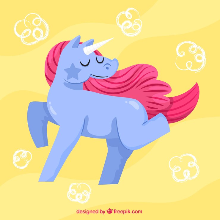 Free Vector cute unicorn yellow background
