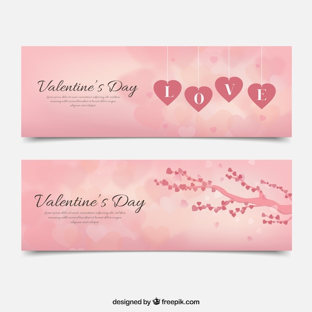 Free vector cute valentine banners