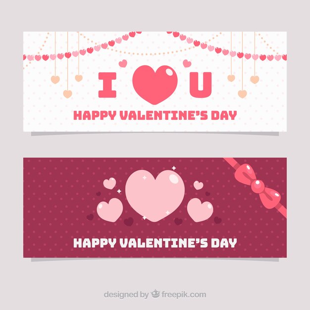 Free vector cute valentine banners