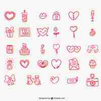 Free vector cute valentine doodles