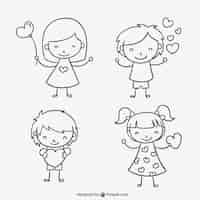 Free vector cute valentine kids