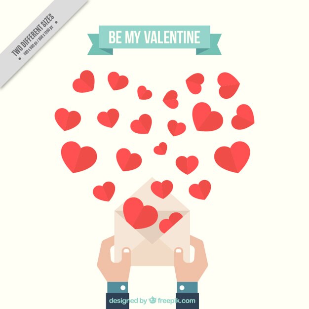 Free vector cute valentine's background with hands holding an envelope