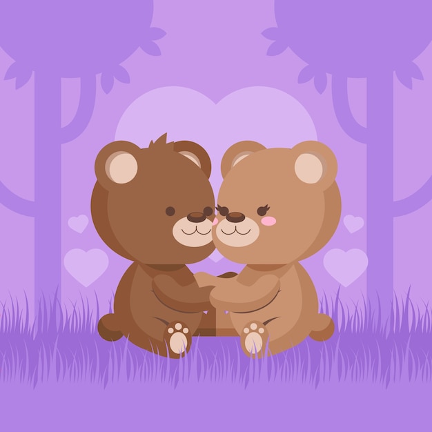 Cute valentine's day animal couple