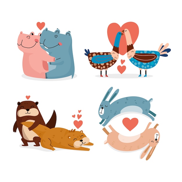 Cute valentine's day animal couple