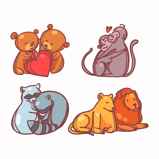 Cute valentine's day animal couple