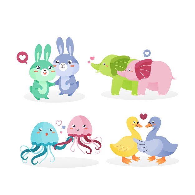 Cute valentine's day animal couple