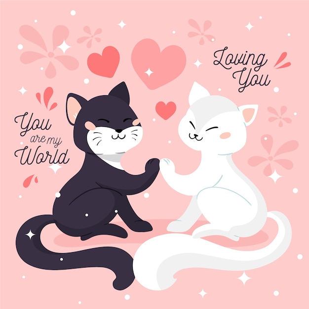 Free vector cute valentine's day animal couple