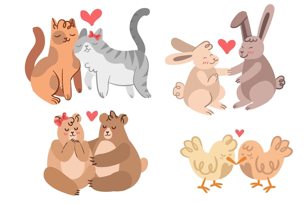 Cute valentine's day animal couple