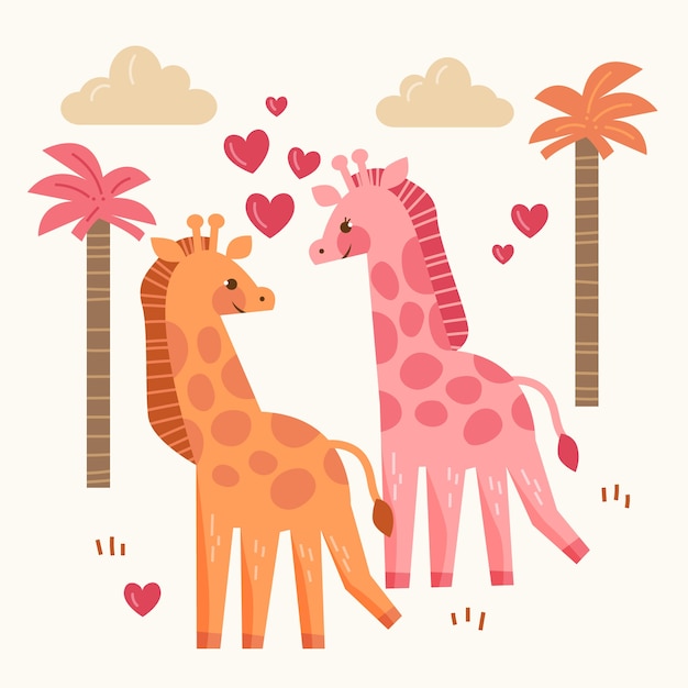 Free vector cute valentine's day animal couple