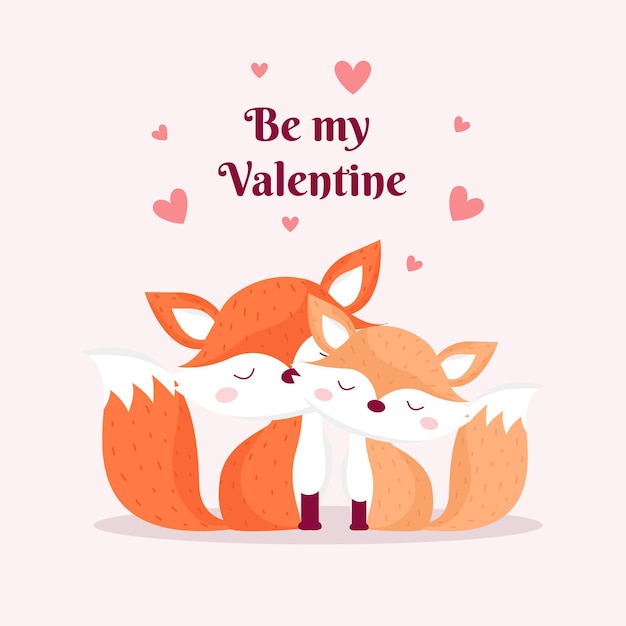 Free vector cute valentine's day animal couple