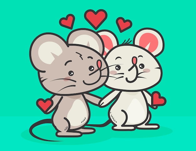 Cute valentine's day animal couple