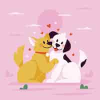 Free vector cute valentine's day animal couple