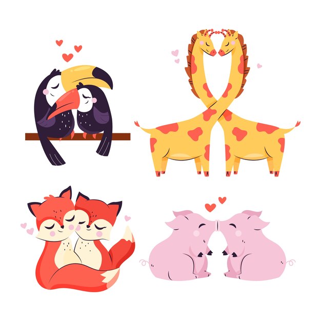 Cute valentine's day animal couple