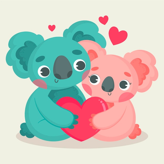 Free vector cute valentine's day animal couple